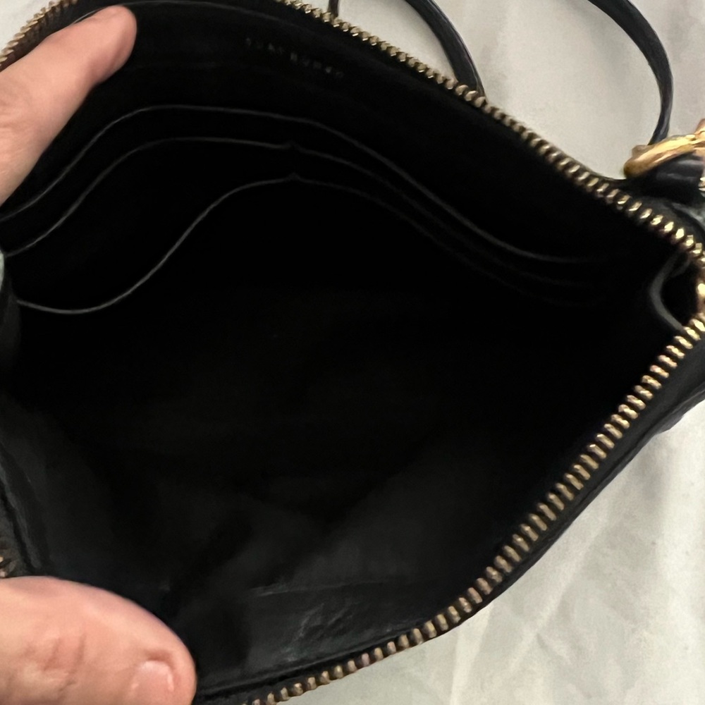 Tory Burch CARSON Black Leather Zip Top Crossbody Handbag Bag - Picture 10 of 13